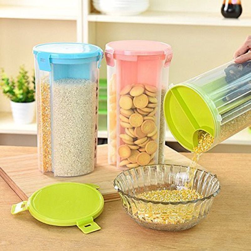 kunjsale Plastic Cereal Dispenser - 2 L  (Pack of 3, Multicolor)