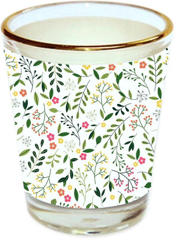 Sri Sai Shopping vodka shot glass multicolor floral design with golden rim for home and bar accessories 40ml (style-10238) Glass Shot Glass  (40 ml, Glass, Multicolor)