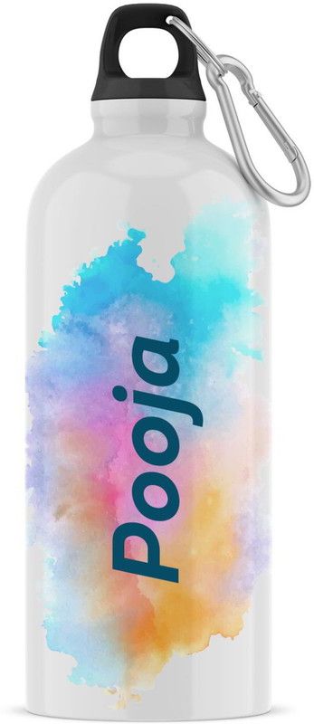 Ashvah Sipper/Water Bottle - Best Happy Birthday Gift for Kids, Name - Pooja 600 ml Bottle  (Pack of 1, White, Aluminium)