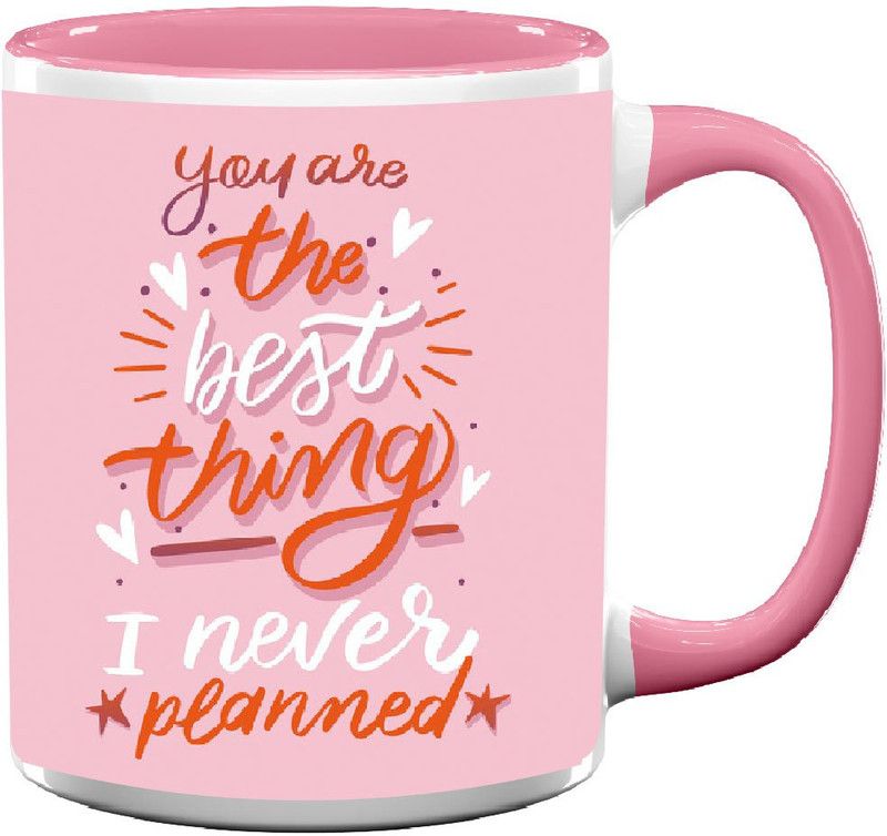 COLOR YARD best happy valentines day gift quotes design on pink inner handle Ceramic Coffee Mug  (320 ml)