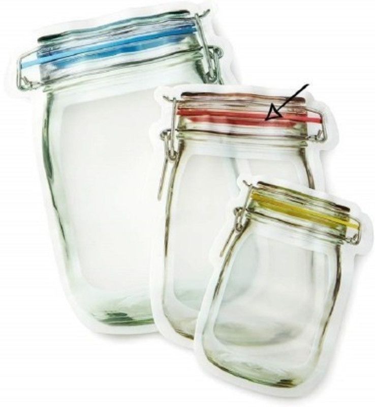 OVIOL 3 Pcs Plastic Bag for Jar Cover with Zip Storage Bag Container shape (Color May Vary) - 1000 ml Plastic Cereal Dispenser  (Pack of 3, Multicolor)