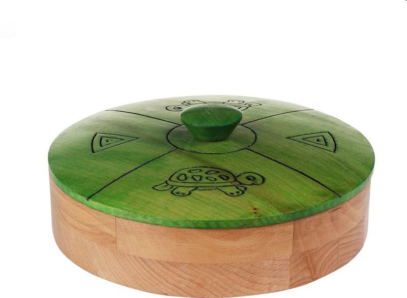 VarEesha Green Beech Wood "Tiny Turtle" Multipurpose Box/ Chapati Casserole Serve Casserole  (1000 ml)
