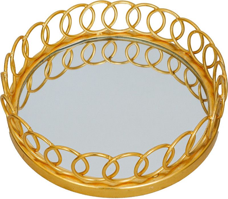 StatueStudio Mirror Serving Tray Metal Round Dish Plate for Dining and Kitchen Serving Tray Breackfast, Tea, Table Decor Mirror Tray Tray Serving Set  (Pack of 1)