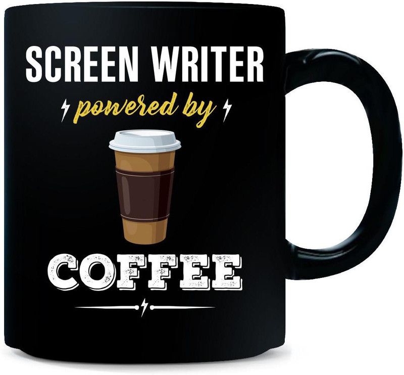 Gift Urself SCREEN WRITER Powered By Coffee Cool Gift - Ceramic Coffee Mug  (325 ml)