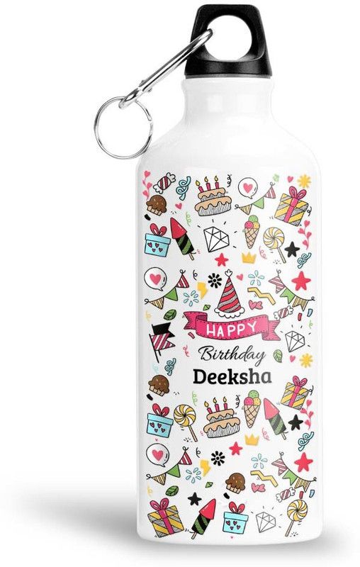 Furnish Fantasy Happy Birthday Aluminium 750ml Water Bottle-Best Birthday Gift for kids, Deeksha 750 ml Bottle  (Pack of 1, Multicolor, Aluminium)
