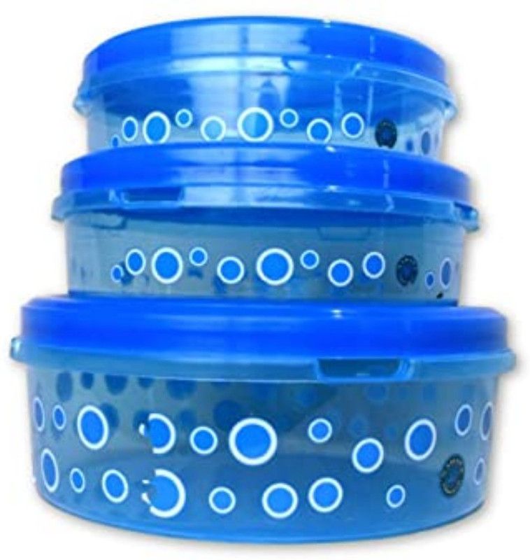 AZIRAJ Unbreakable Air Tight Modular Kitchen Containers - 500 ml Plastic Grocery Container  (Pack of 3, Blue)