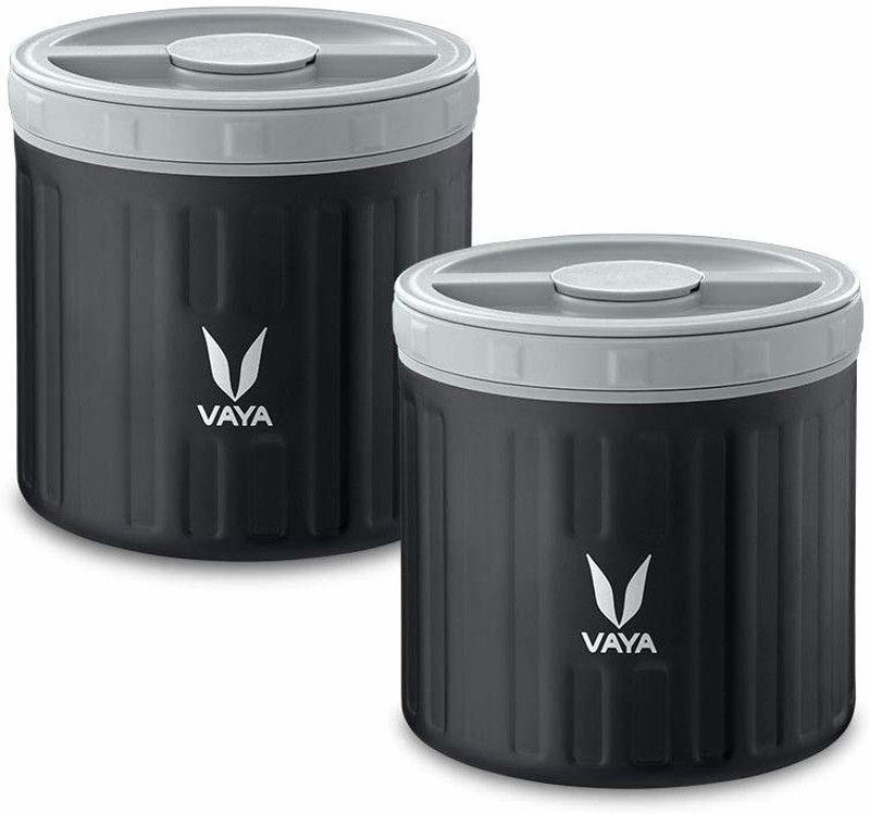 Vaya Preserve 600 ml Black - Vacuum Insulated Stainless Steel Meal Container, Fruit Box, Portable Lunch Box, 2 x 300 ml, 2 Containers Lunch Box  (600 ml, Thermoware)