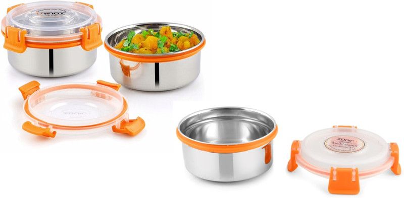 UNINOX Stainless steel lock n lock orange color containers 325 Ml set of 3 Containers Lunch Box  (325 ml)