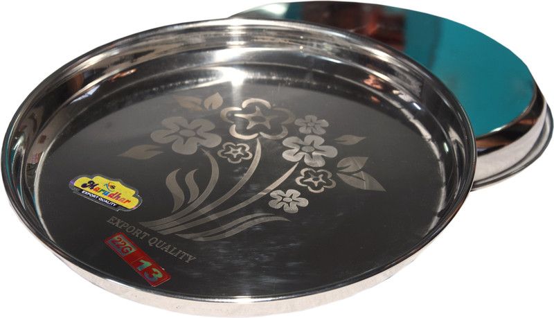 Marudhar Steel Dinner Plate Dinner Plate  (3 Dinner Plate)