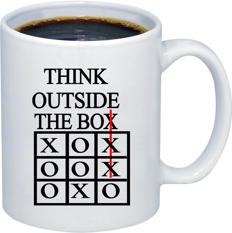 ADITI Designs THINK OUTSIDE THE BOX on background theme Ceramic Coffee Mug  (350 ml)