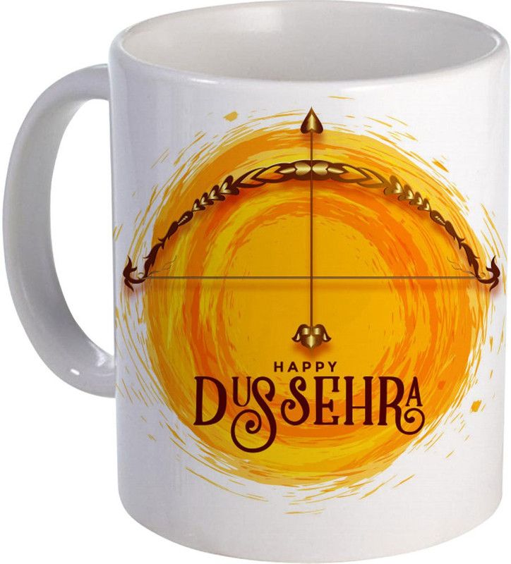 COLOR YARD best creative happy dussehra design on Ceramic Coffee Mug  (320 ml)