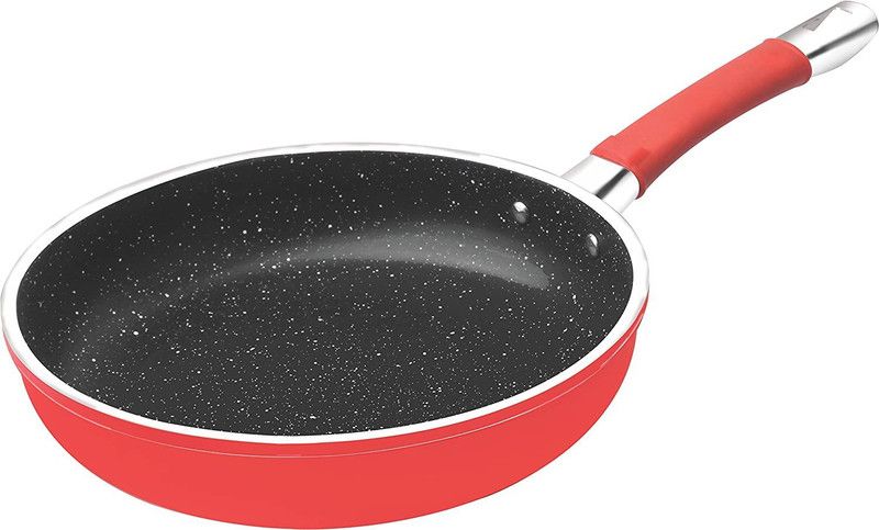 KUMAKA Thick Edge Galaxy Fry Pan w/o Lid 250 with Unique Handle NA Pan 25 cm diameter 1 L capacity  (Aluminium, Non-stick, Induction Bottom)