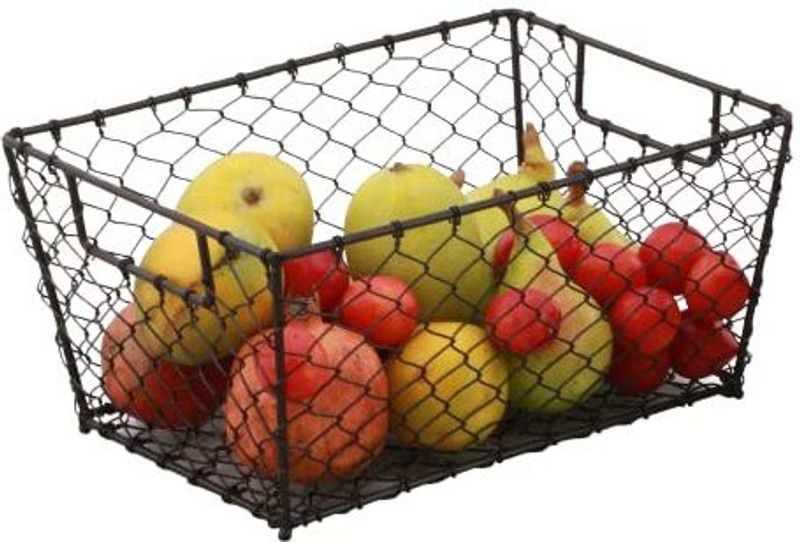 as industries Metal Knitted Mesh Wire Fruit & Vegetable Basket for Dinning Table, Iron Fruit & Vegetable Basket  (Black)