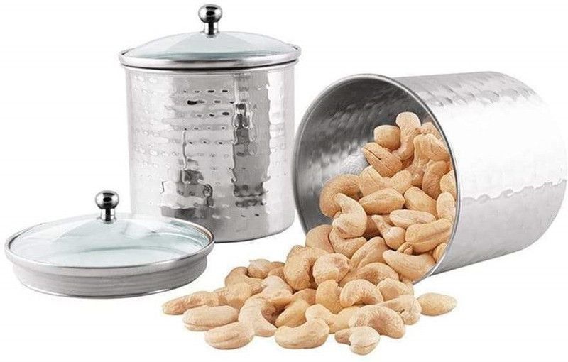 Shri & Sam Steel Grocery Container - 1000 ml  (Pack of 2, Silver)