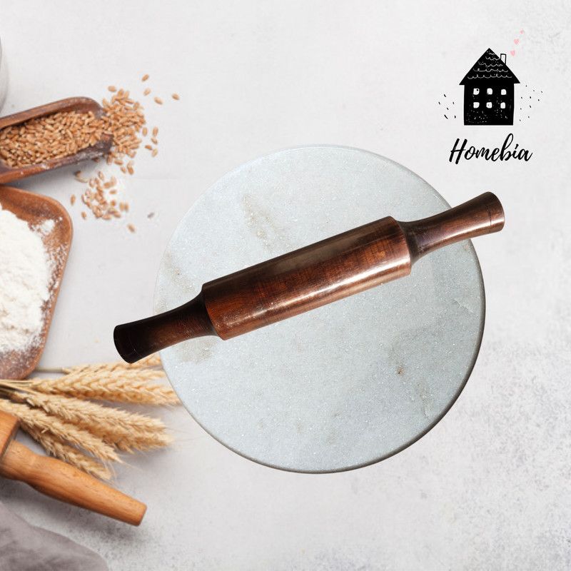Homebia Marble Chakla Belan Set for Kitchen 9IN Polpat Belan White Roti Chakla Rolling Pin & Board  (White, Pack of 2)