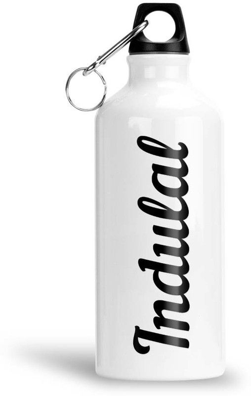 Furnish Fantasy Aluminium Sipper Bottle - Best Gift for Happy Birthday for Kids, Name - Indulal 600 ml Bottle  (Pack of 1, White, Aluminium)