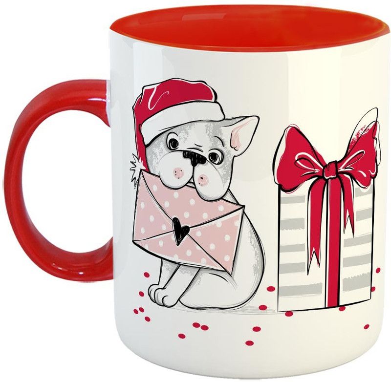 Furnish Fantasy Christmas Ceramic Coffee - Best Gift for Christmas - Color - Red (1076) Ceramic Coffee Mug  (350 ml)