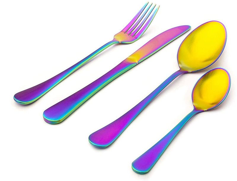 Sabichi Rainbow Colored 16 Pieces Stainless Steel Cutlery Set  (Pack of 16)