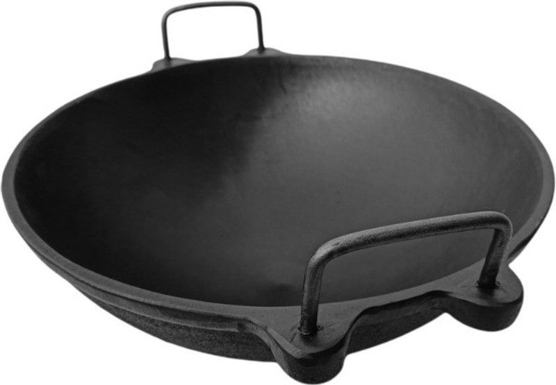 MadhuraeStores Cast Iron Pre Seasoned Kadai / Vadachatty /Black / 12 Inches / 4 Kg (Vol. 3.5 L) Kadhai 30 cm diameter 3.5 L capacity  (Cast Iron)