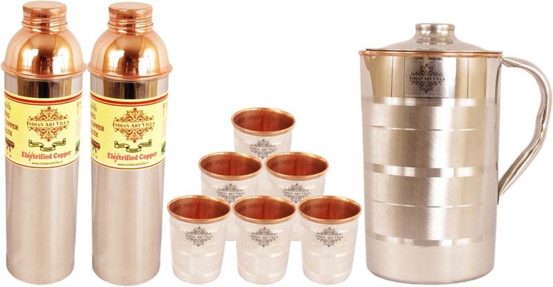IndianArtVilla IAV-CB-1-530 Jug Glass Set  (Copper)