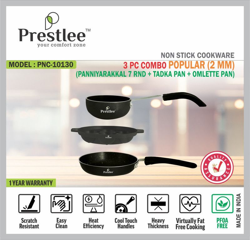 Sabari Prestlee PNC-10130 Non-Stick Cookware/Appam/Paddu Maker/Tadka Pan/ Omlette Pan Tawa 15 cm diameter  (Aluminium, Non-stick)