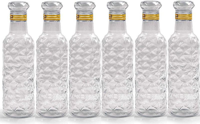 ANSHKIT Leakproof Fridge Water Bottle Plastic Water Bottles for Fitness, Gym Set Of 6 1000 ml Bottle  (Pack of 6, Clear, Plastic)