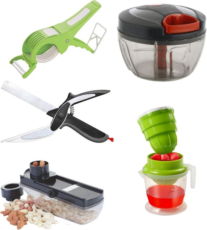 pSmart Kitchen Tool Combo Set 2 in 1 Vegetable Cutter Clever Cutter,Dry Fruit Slicer,Chopper (450 ml),Rice Bowl Multicolor Kitchen Tool Set  (Multicolor, Cutter, Slicer, Chopper, Juicer)
