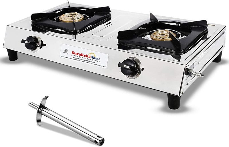 Suraksha Shine ISI certified Super nano With Lighter Stainless Steel Manual Gas Stove  (2 Burners)