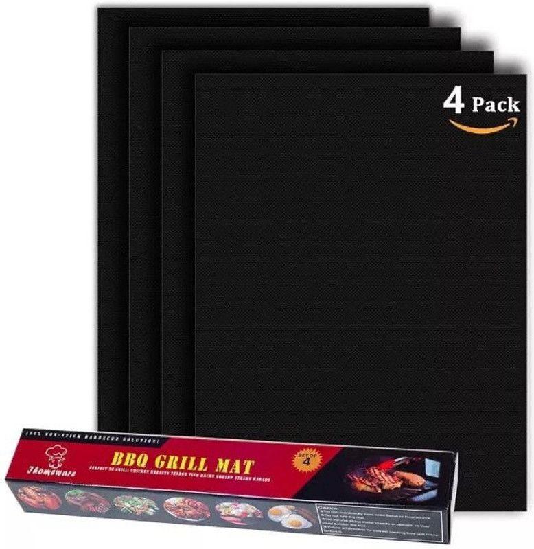 Oncarnival Grill Mat -Set of 4 Heavy Duty BBQ Grill Mats Non Stick, BBQ Grill & Baking Mats Kitchen Tool Set  (Black, Baking Tools)
