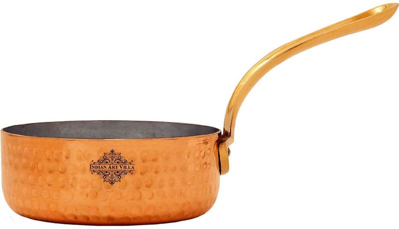 IndianArtVilla Copper Hammered Round Pan With Tin lining,530 ML,Serveware Curry Pan 12.75 cm diameter 530 L capacity  (Copper)