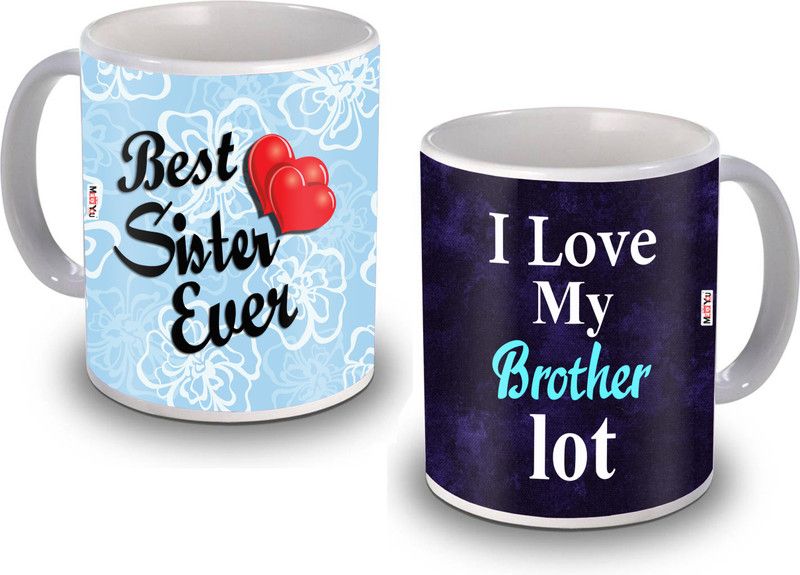 ME&YOU IZ19BrotherSisterCombo2MU-42 Ceramic Coffee Mug  (325 ml, Pack of 2)