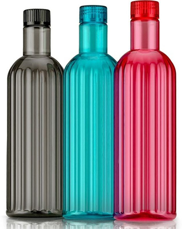 Qtrix Plastic Water Bottle Set for Fridge,Office, Sports, School, Gym, Unbreakable 1000 ml Bottle  (Pack of 3, Multicolor, Plastic)