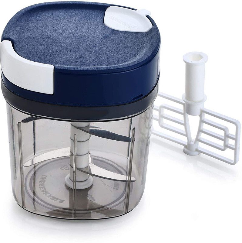 FGG Quick Chopper Square (2 in 1) Jumbo Multipurpose Manual Vegetable, Dry Fruit and Onion Handy quick Chopper Machine for Kitchen with 6 Stainless Steel Blade and Whisker, 900ml, Cocoa Grey Vegetable & Fruit Chopper  (1)