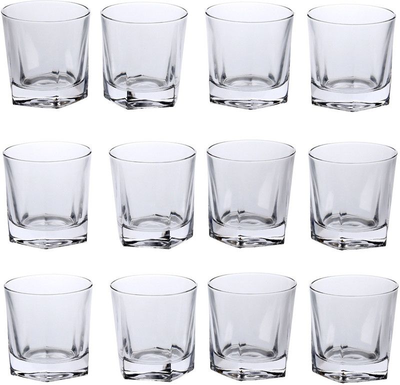 Somil (Pack of 12) New Stylish & Designer Baverage Tumbler Multipurpose Clear Glass -GL56 (Set Of 12) Glass Set Whisky Glass  (275 ml, Glass, Clear)