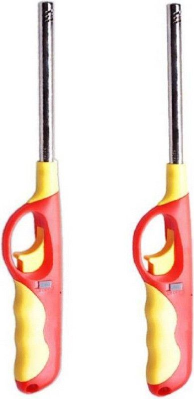 SPIRITUAL HOUSE Gas Lighter with Adjustable Flame and Gas Refillable for Kitchen Stove Plastic Gas Lighter (Multicolor, Pack of 2) Plastic, Steel Electronic Gas Lighter  (Multicolor, Pack of 2)