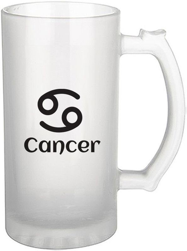 iKraft Frosted Beer Printed Design – Cancer Zodiac Sign | Best Gift For Girlfriend , Boyfriend and Beer Lovers – 16oz [470ml] Glass Beer Mug  (470 ml)