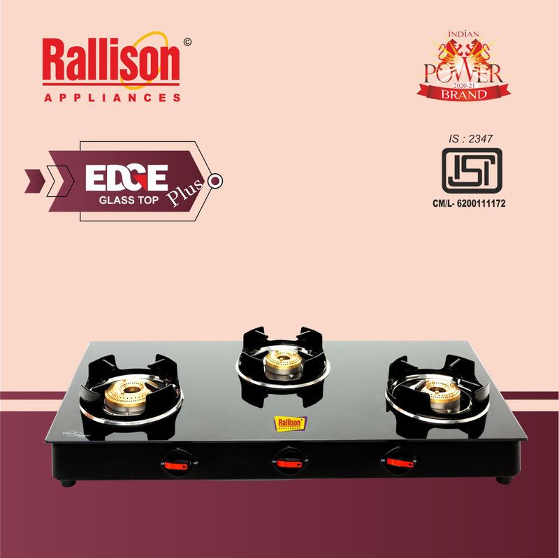 Rallison Appliances Glass Manual Gas Stove  (3 Burners)