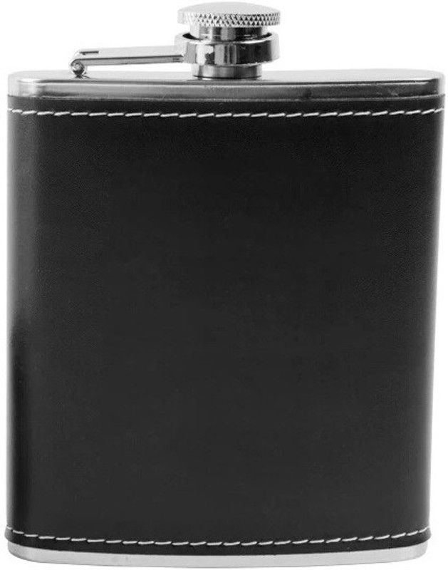 MENZY Liquor Flasks Or Alcoholic Drinks Holder Leather, Stainless Steel Hip Flask  (210 ml)