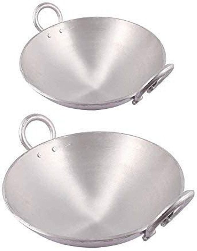RATIONBASKET Kadhai 12 cm, 16 cm diameter 1.25 L, 2.5 L capacity  (Aluminium)