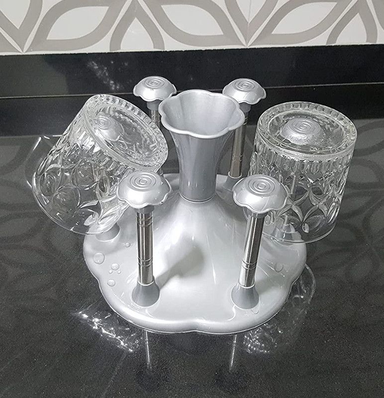 VEDITM Glass and Organiser for Glasses and Cutlery Glass Stand Cup stand GREY Steel, Plastic Glass Holder
