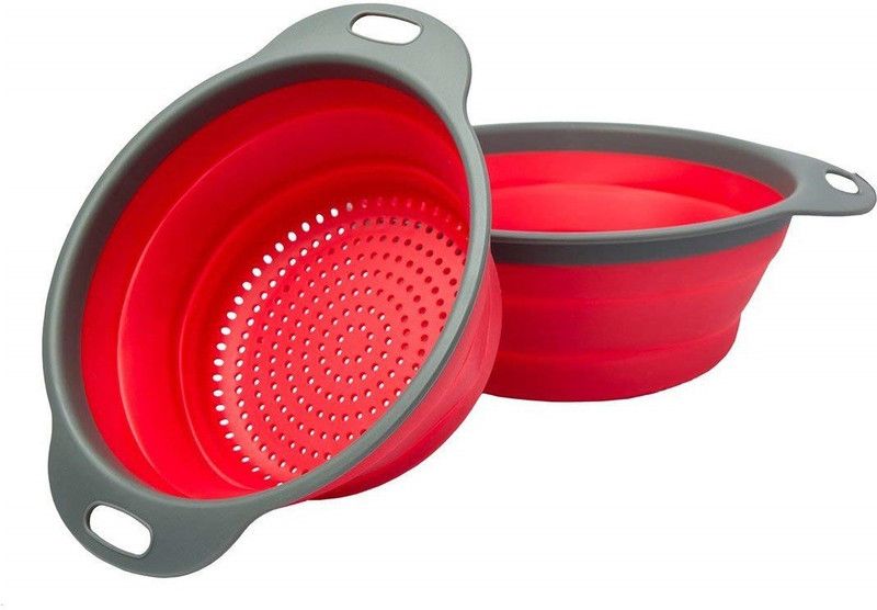 SYGA Set of 2 Vegetable Fruit Washer Strainer_Red Colander  (Red Pack of 2)