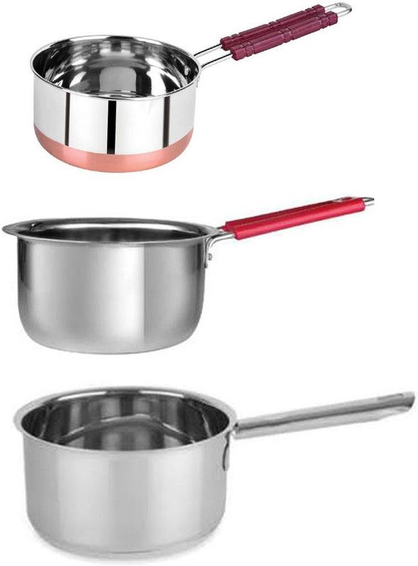Neera Sauce Pan 18 cm diameter 1.8 L, 1.3 L, 0.8 L capacity  (Stainless Steel)