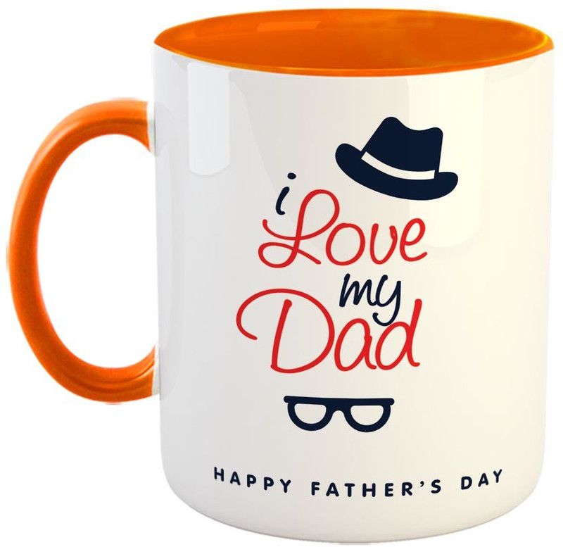 FABTODAY I love You My DAD Happy Fathers Day Coffee - Best Gift for Dad on Birthday/Father's Day - Color - Orange Ceramic Coffee Mug  (350 ml)