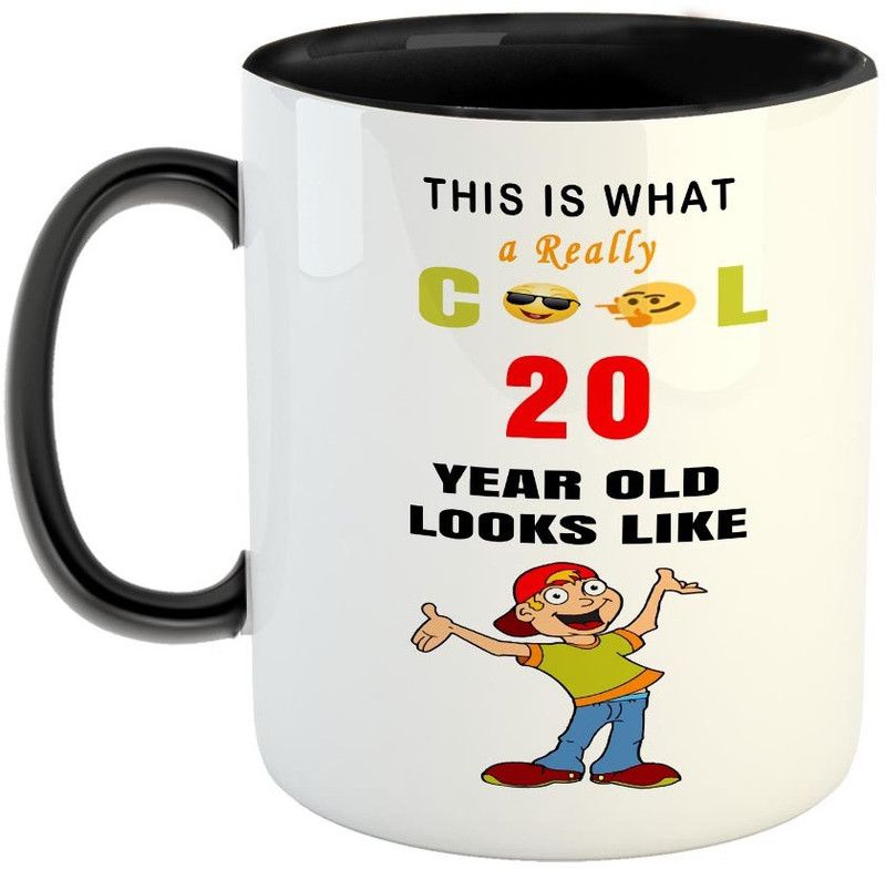 FABTODAY This is what really cool 20 years looks like Coffee - Best Gift for Friend / Brother on Birthday- Color - Black Ceramic Coffee Mug  (350 ml)