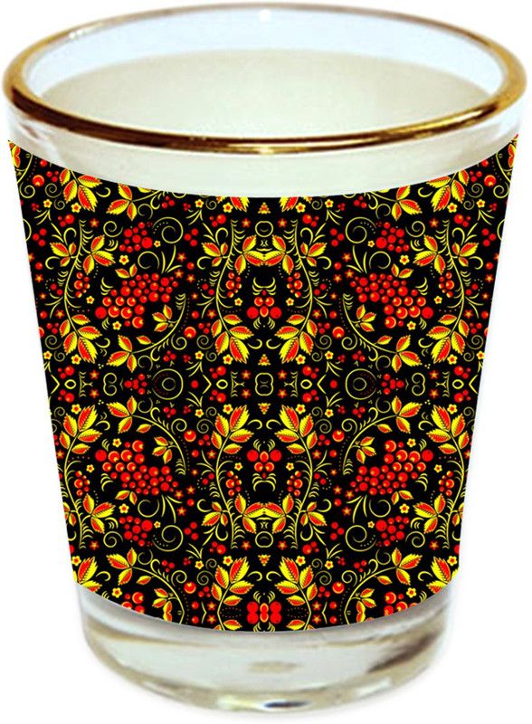 Sri Sai Shopping vodka shot glass multicolor floral design with golden rim for home and bar accessories 40ml (style-10533) Glass Shot Glass  (40 ml, Glass, Multicolor)