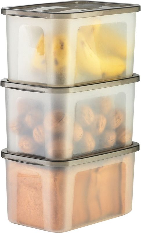 BRUZZLINE - 2 L Plastic Bread Container  (Pack of 3, Clear)