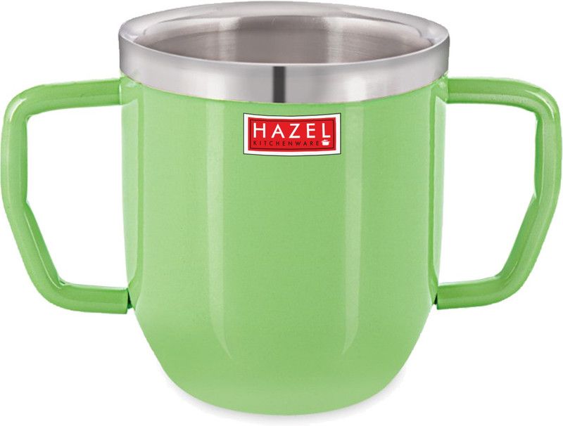 HAZEL Stainless Steel Double Handle Baby, 250 ML, Green Stainless Steel Coffee Mug  (250 ml)