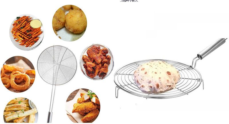 Aatisons Vegetables|| Paneer |Roti Roaster with Noodle|| Puri Strainer ||.2 pc Kitchen Tool Set  (Multicolor, Colander, Roaster)