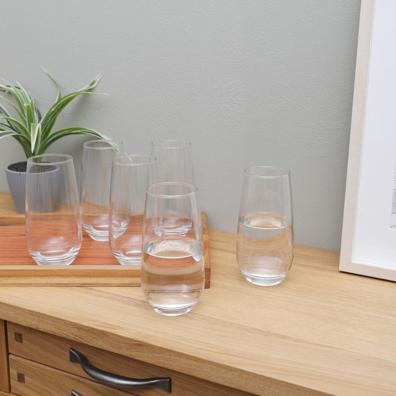 Hometown (Pack of 6) 1002724395 Glass Set Water/Juice Glass  (440 ml, Glass, Clear)