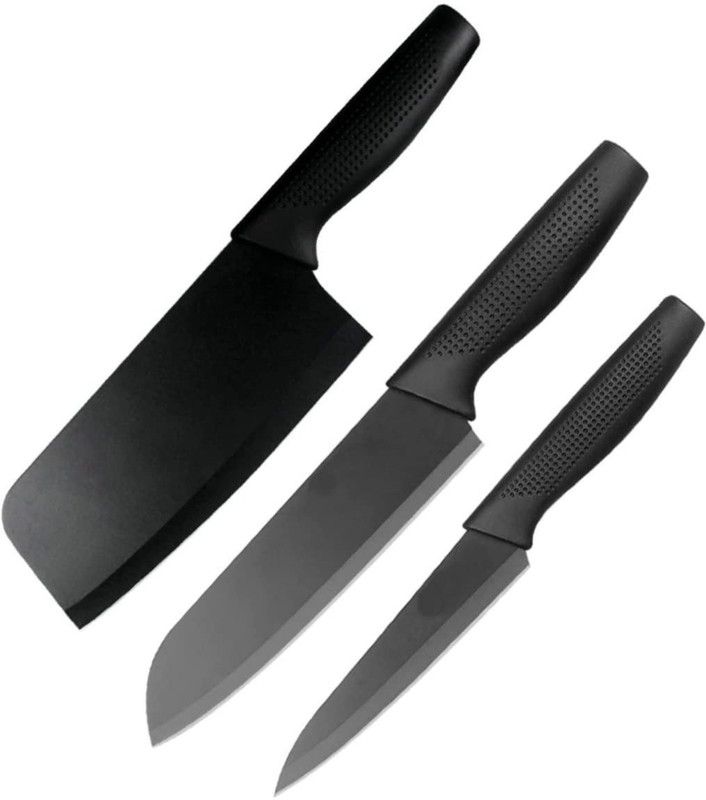 HENIJ 3 Pcs itchen Knife Set, High Carbon Stainless Steel Knives with Soft Handle Stainless Steel Knife  (Pack of 3)